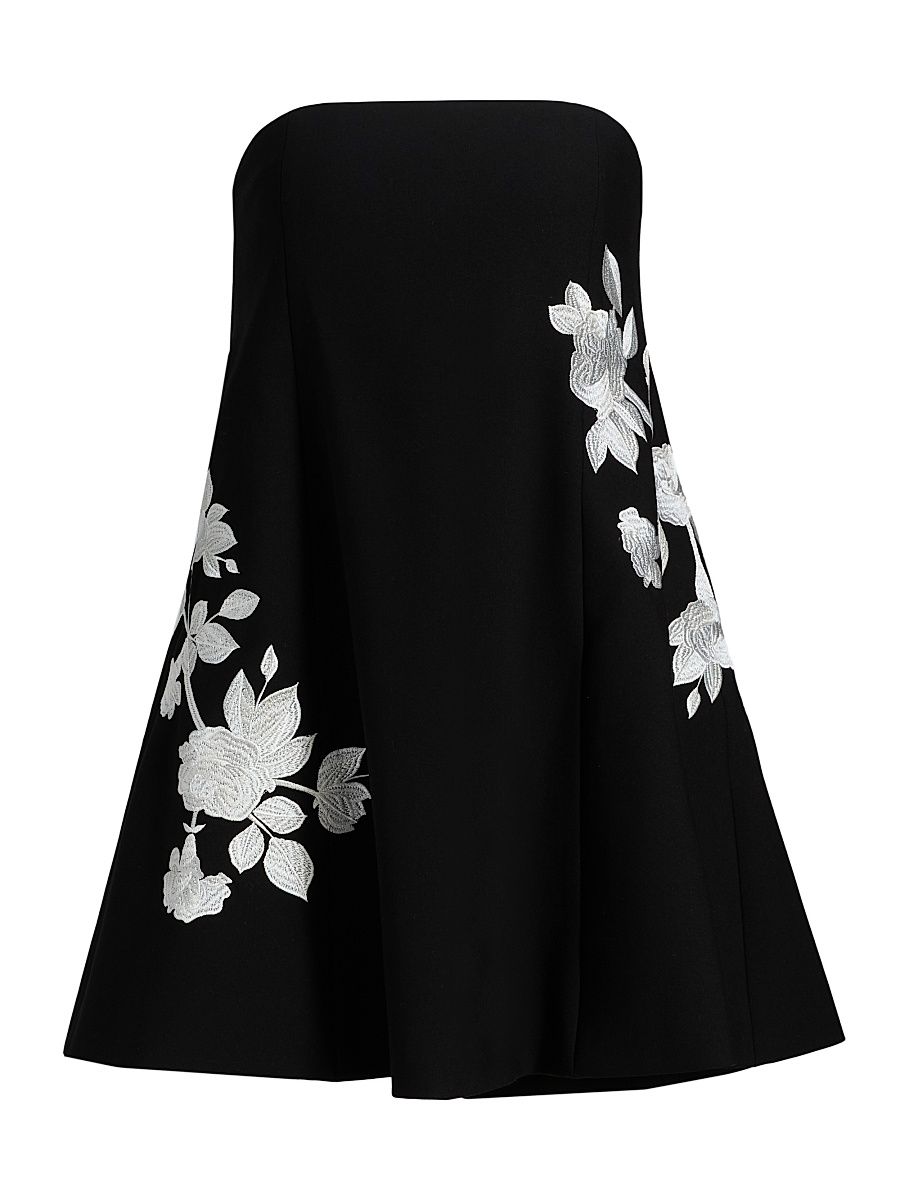 Women's Irla Trailing Floral Strapless A-Line Minidress - Black Ivory - Size 12