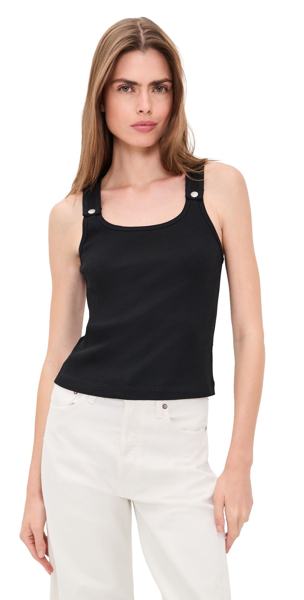 Still Here Snap Tank Top Black M