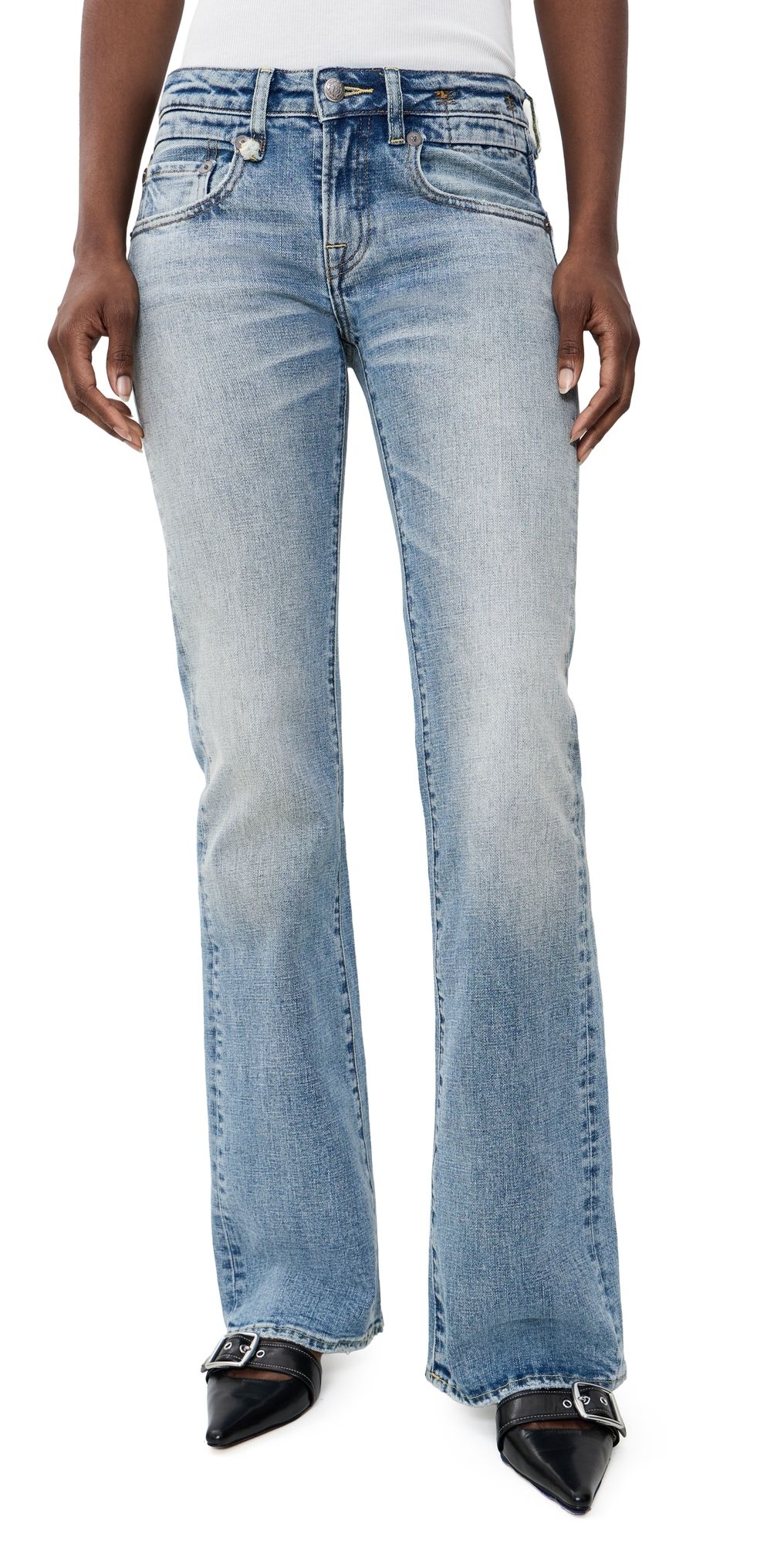 R13 Boy Flare Jeans Wilted Stretch Blue 26