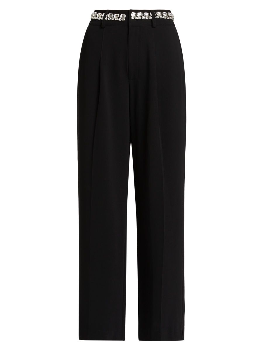 Women's Genna Crystal-Embellished Wide-Leg Pants - Black - Size 6