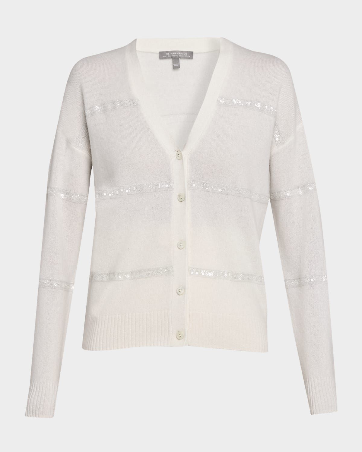 Cashmere Sequin Striped Cardigan