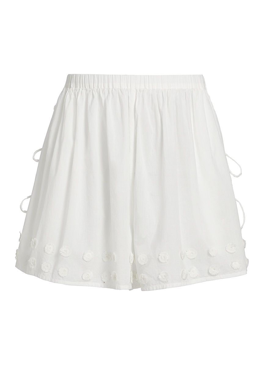 Women's Nima Printed Open-Side Cotton Shorts - Pristine - Size XL