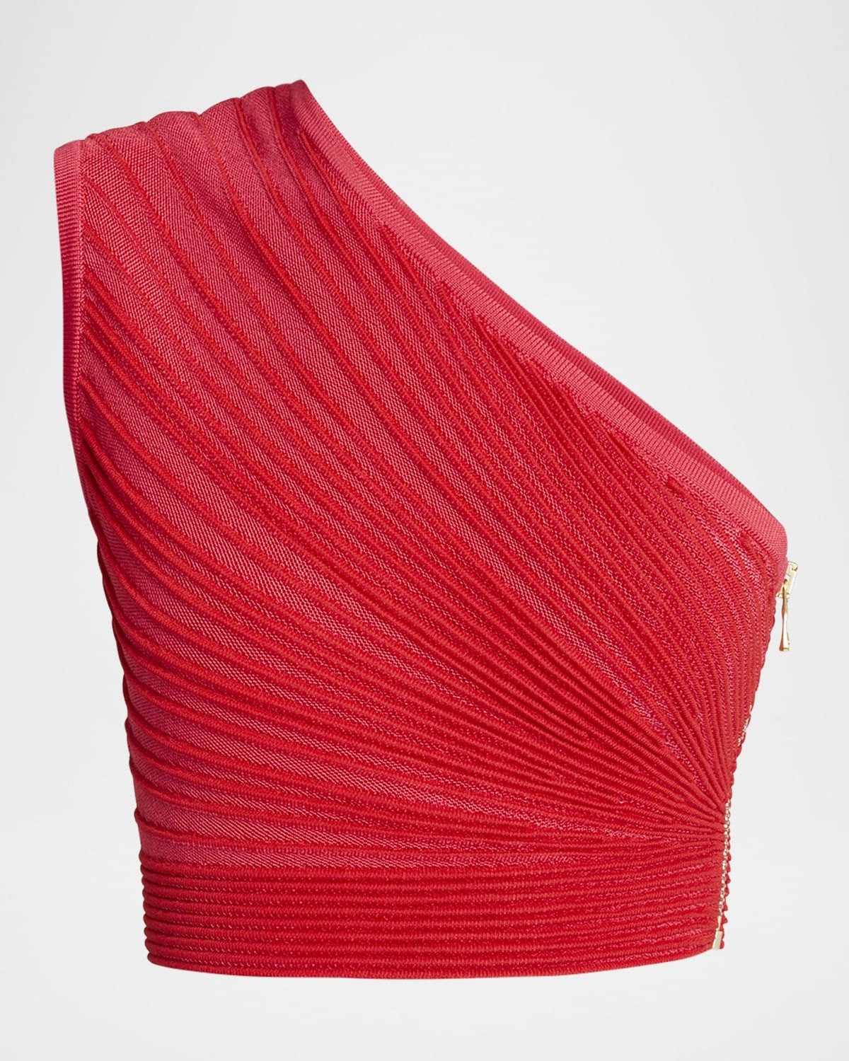 One Shoulder Ruched Knit Crop Top