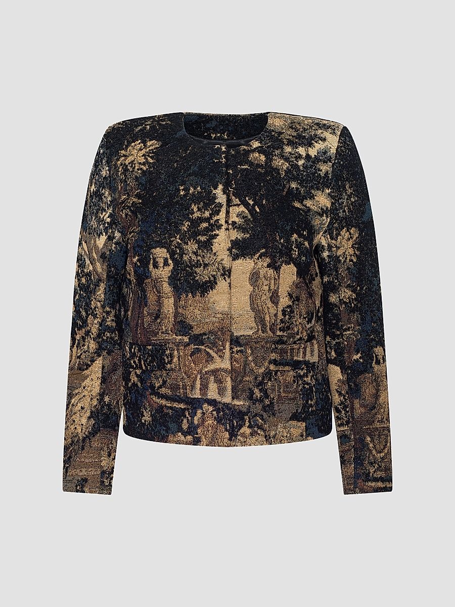 L'AGENCE Women's Lian Tapestry Collarless Jacket - Multi Scenic Tapestry - Size XL