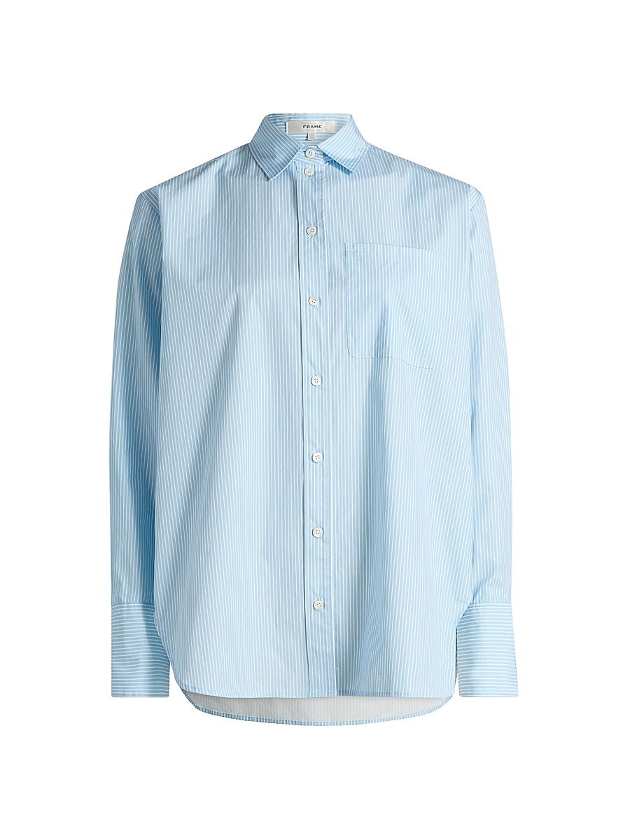 Women's The Striped Boy Shirt - Powder Blue Multi - Size Large