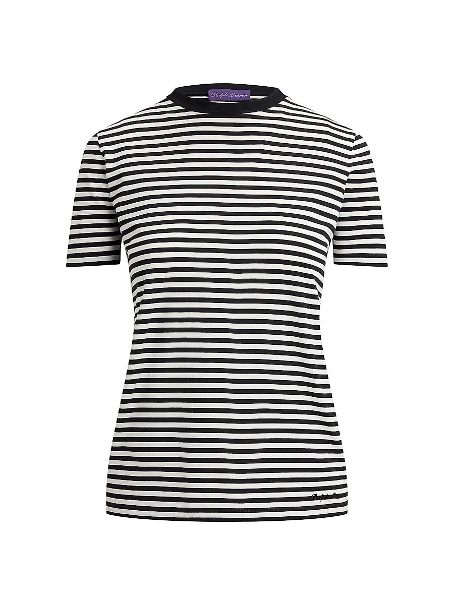 Women's Hallie Striped Cotton Jersey T-Shirt - Black White - Size XS