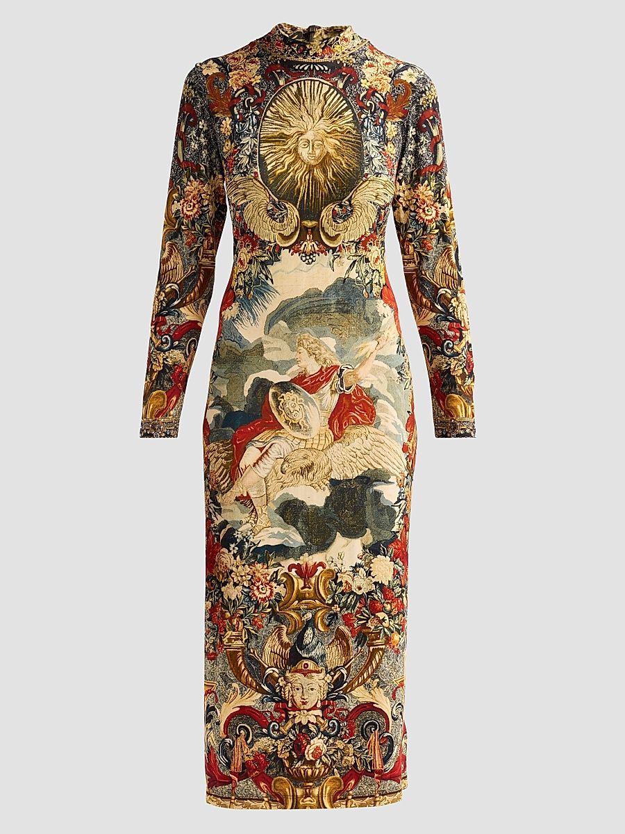 Women's Meet Me At The Met Jersey Turtleneck Midi Dress - Meet Me At The Met - Size XL