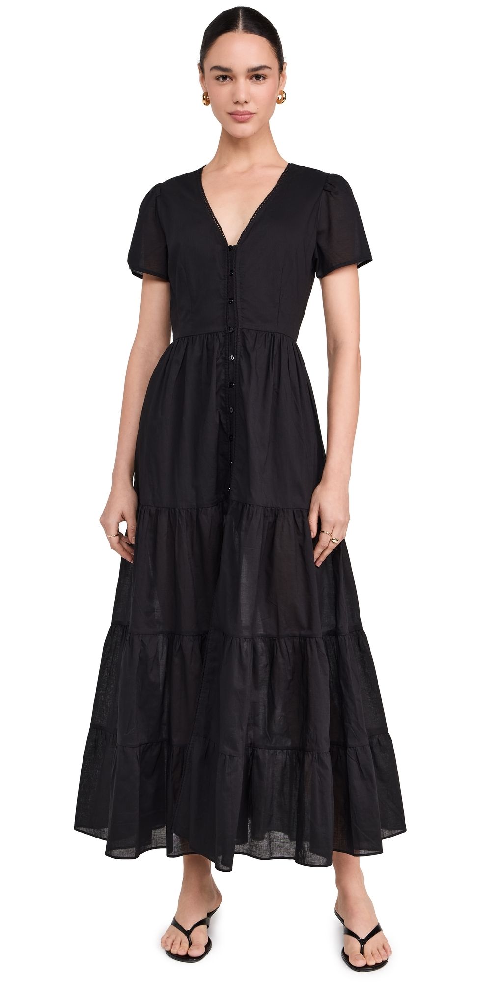 Playa Lucila Button Maxi Dress Black S