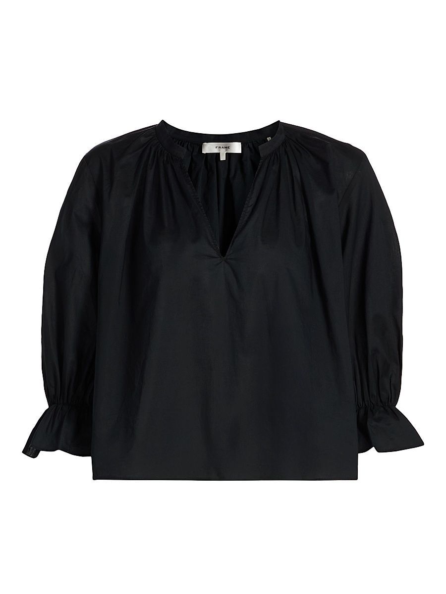 Women's The Poet Cotton Blouse - Navy - Size Large
