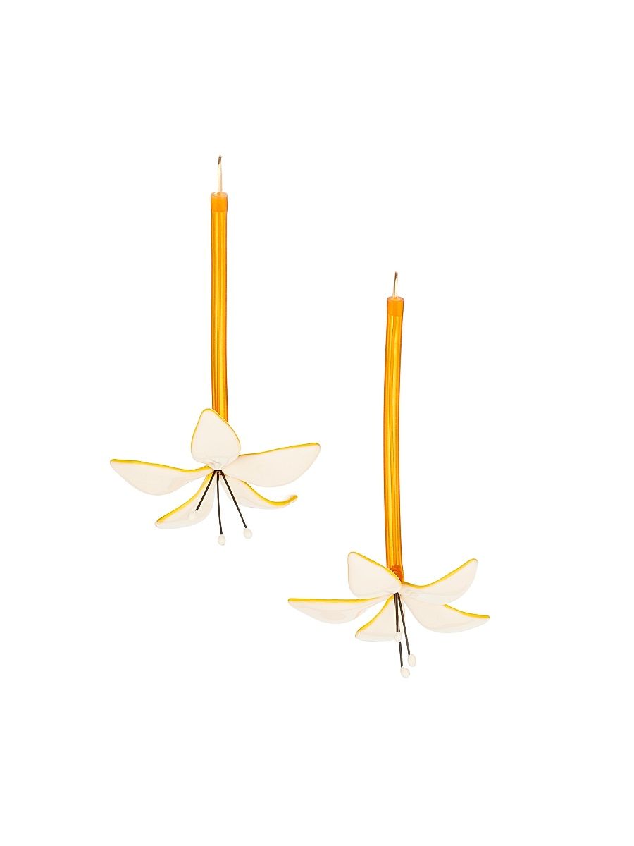 Women's Mixed-Media Flower Drop Earrings - White