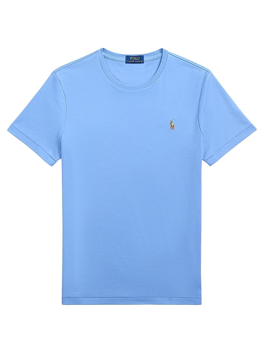 Men's Custom-Slim-Fit Soft Cotton T-Shirt - Sky Blue - Size Large