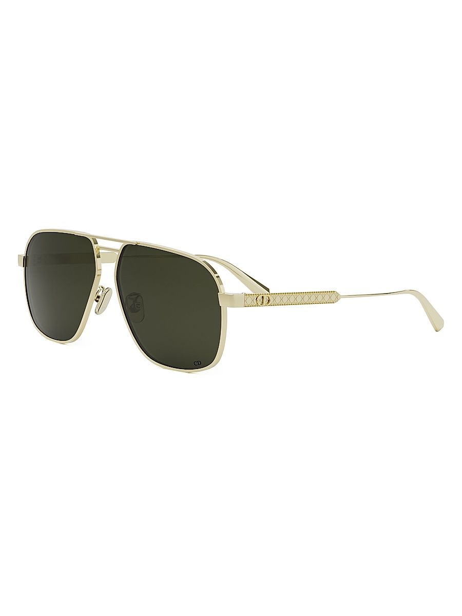 Women's DiorCannage A3U 58MM Square Sunglasses - Gold Green