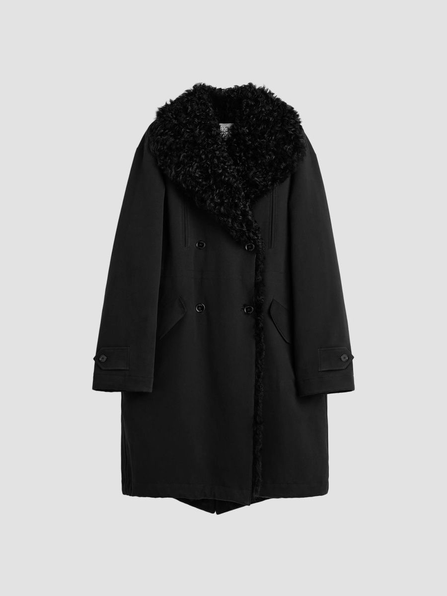 Toteme Women's Shearling-Cotton Parka - Washed Black - Size 2