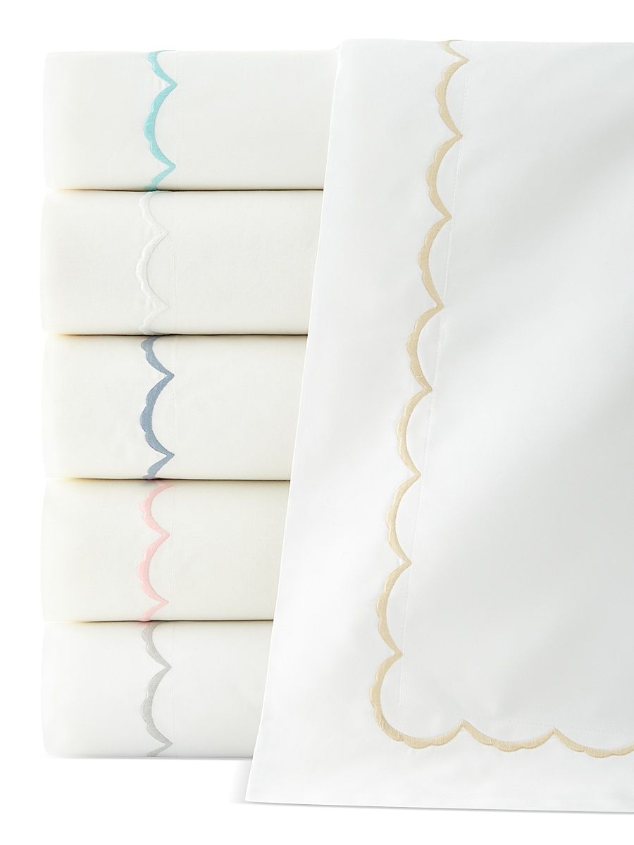 Two Scallops Embroidered 350-Thread-Count Pillowcases - Silver