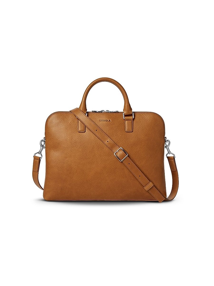 Men's Leather Portfolio Briefcase - Tan