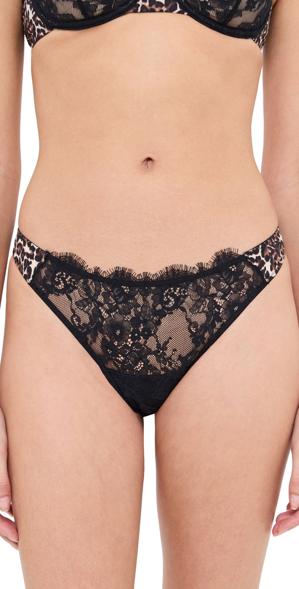 Skarlett Blue Entice Thong Panties Black Leopard Print M