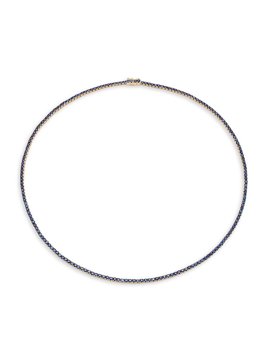 Women's Hepburn 18K Yellow Gold & Blue Sapphire Tennis Necklace - Yellow Gold