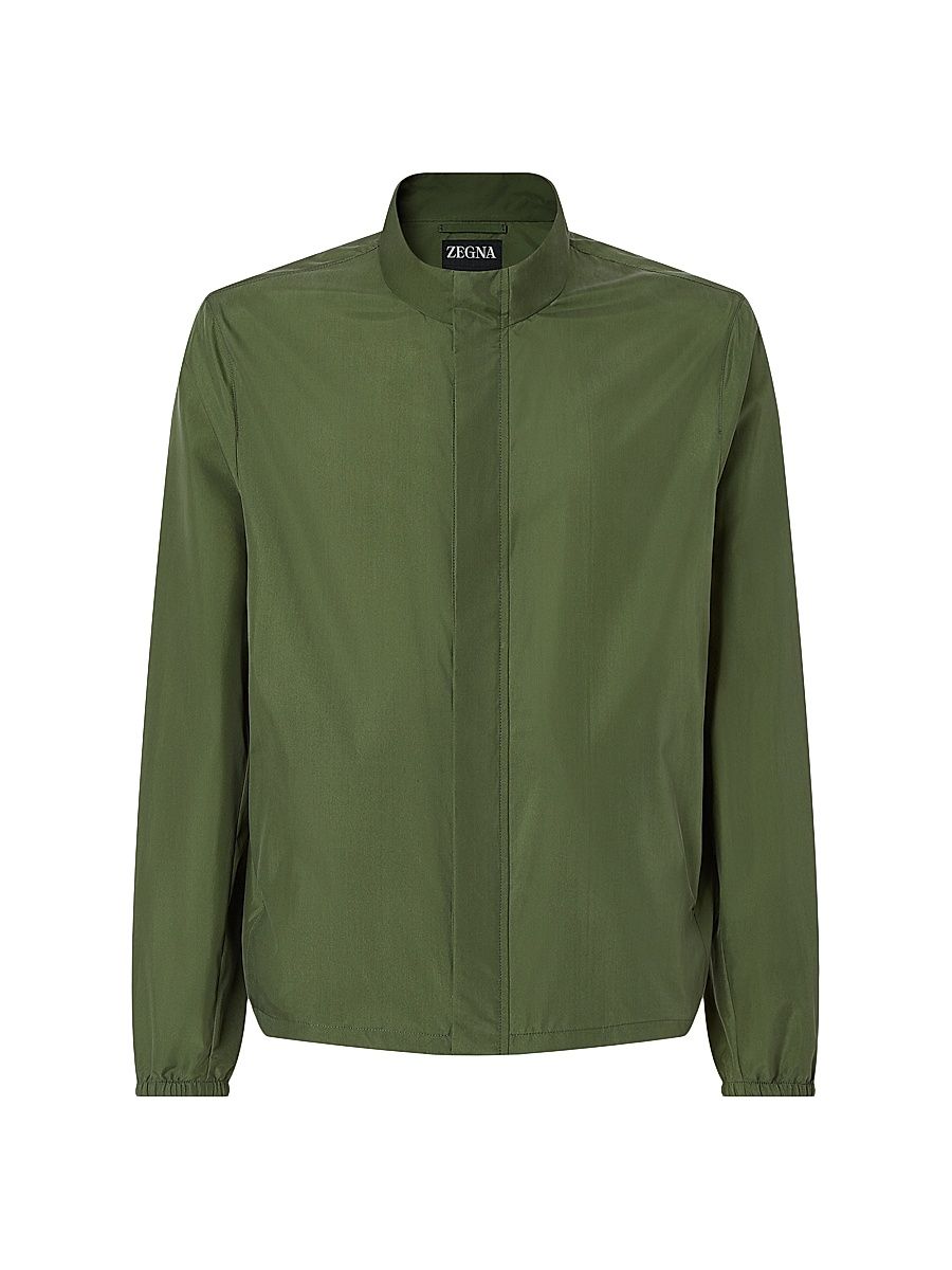 Men's Silk Blouson Jacket - Pine Green - Size 50