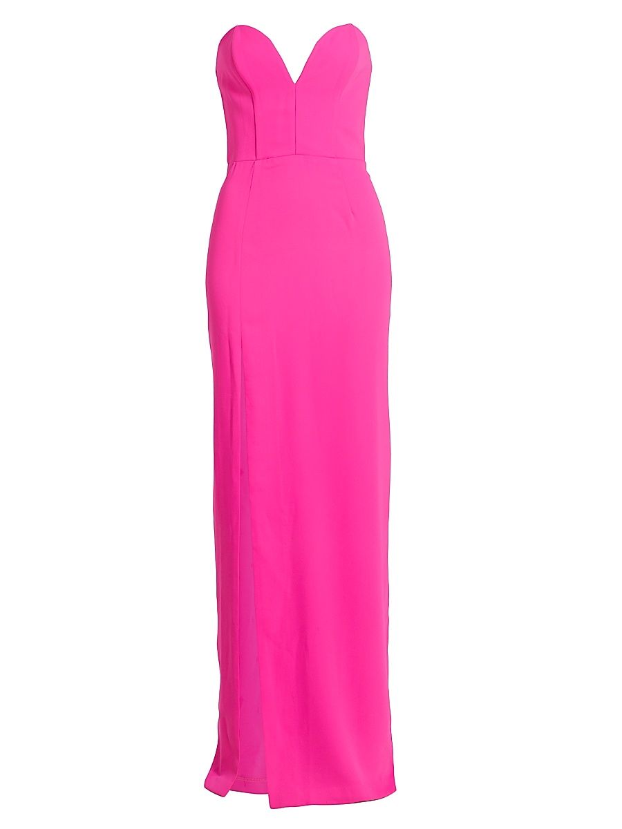 Women's Cherri Crepe Plunging Sweetheart Gown - Hot Pink - Size Medium