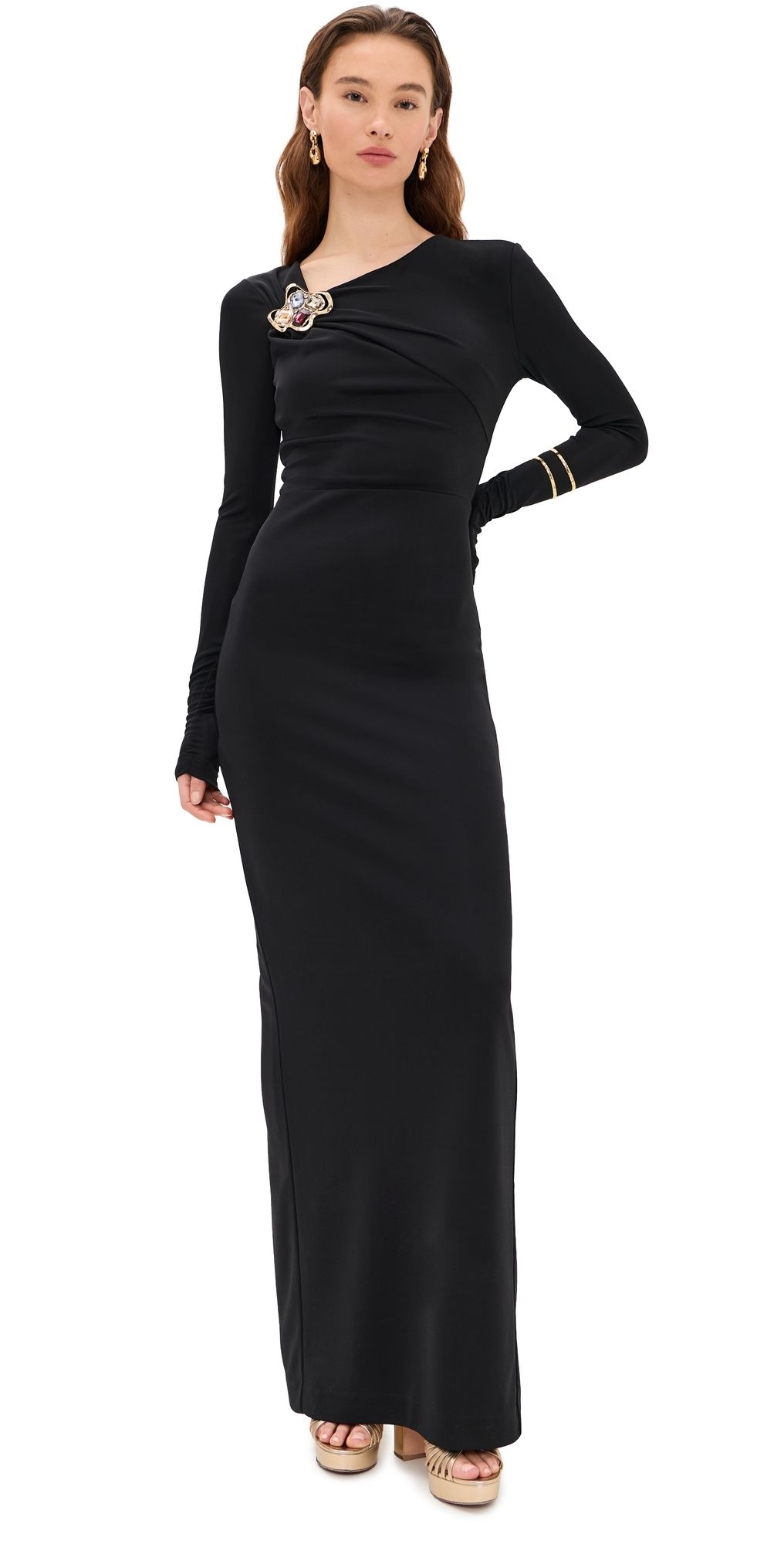 Rebecca Vallance Nala Long Sleeve Maxi Dress Black 12