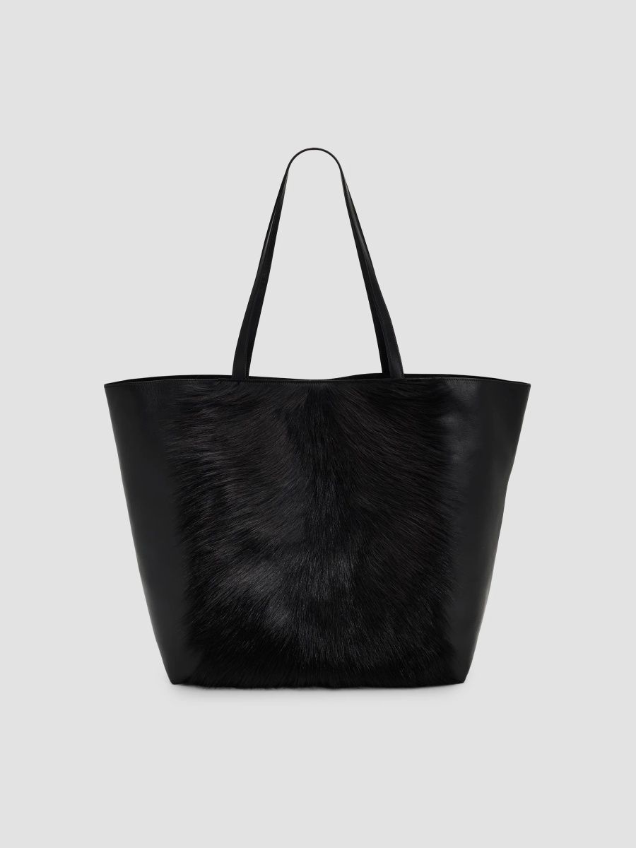 Toteme Women's Roam Goat Hair Tote Bag - Black Ecru