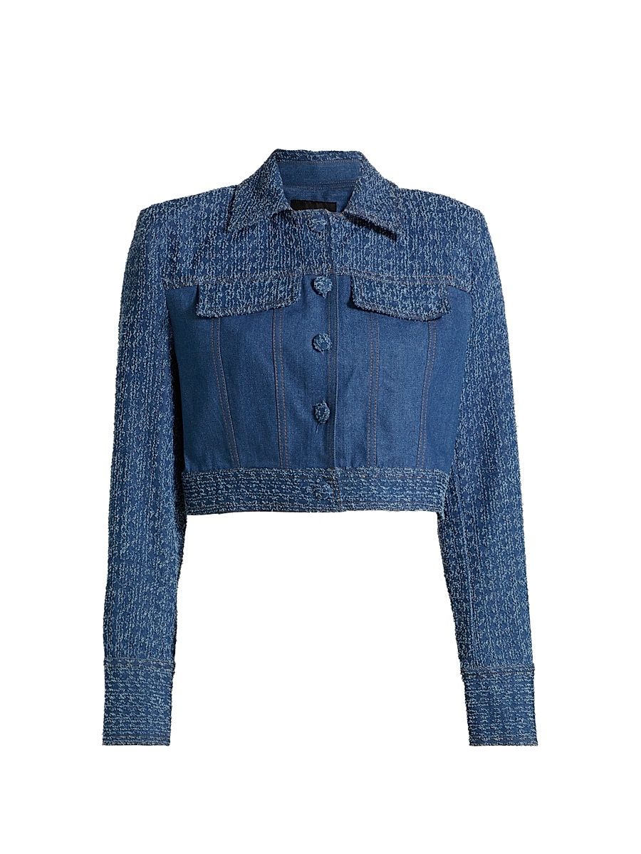 Women's Ari Cropped Denim Jacket - Dark Blue - Size XS