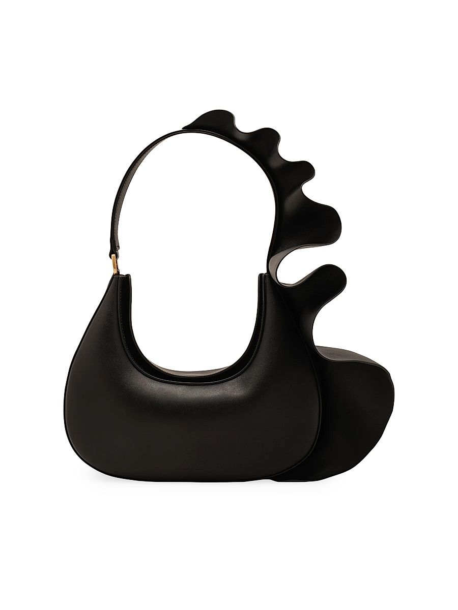 Women's Zoella Asymmetric Leather Shoulder Bag - Black