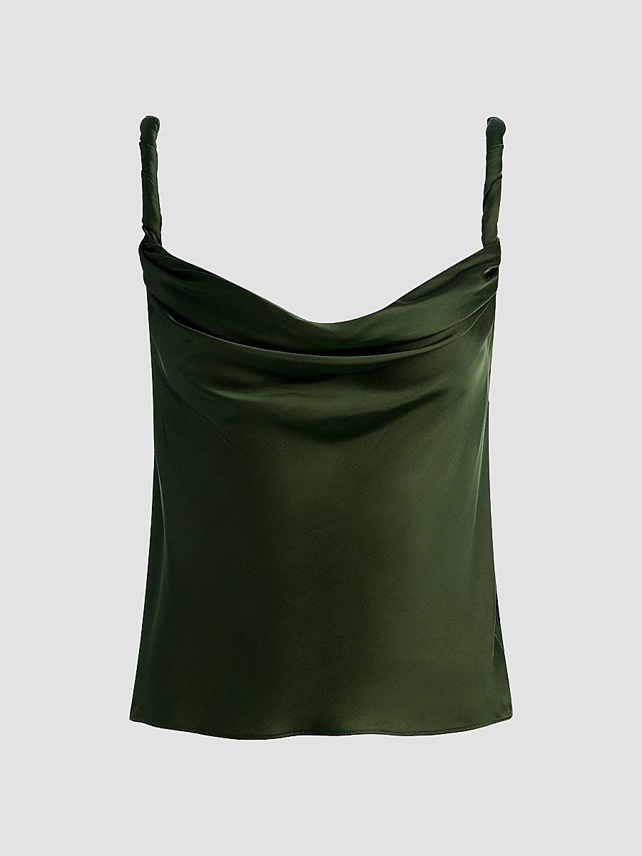Women's Monique Cowlneck Satin Tank - Dark Fern - Size XL
