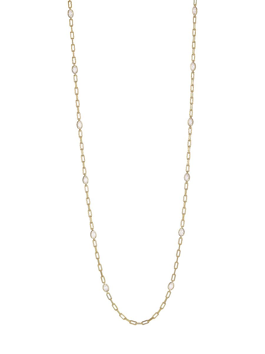 Women's Elevate 18K-Gold-Plated & Cubic Zirconia Paper Clip Station Necklace - Gold