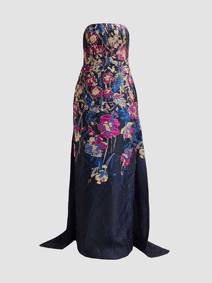 Women's Strapless Column Gown - Navy Fuchsia - Size 14