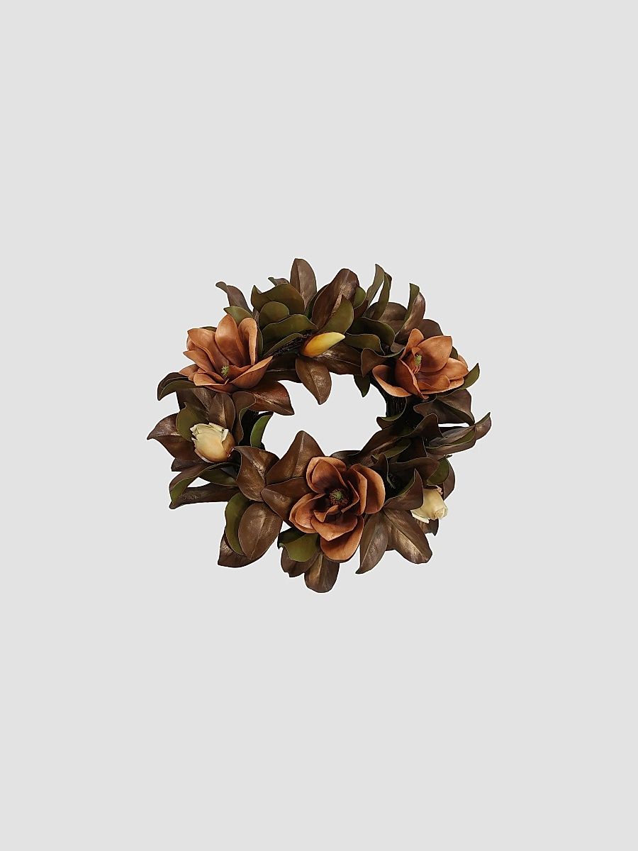 Magnolia Faux Wreath - Antique Brown