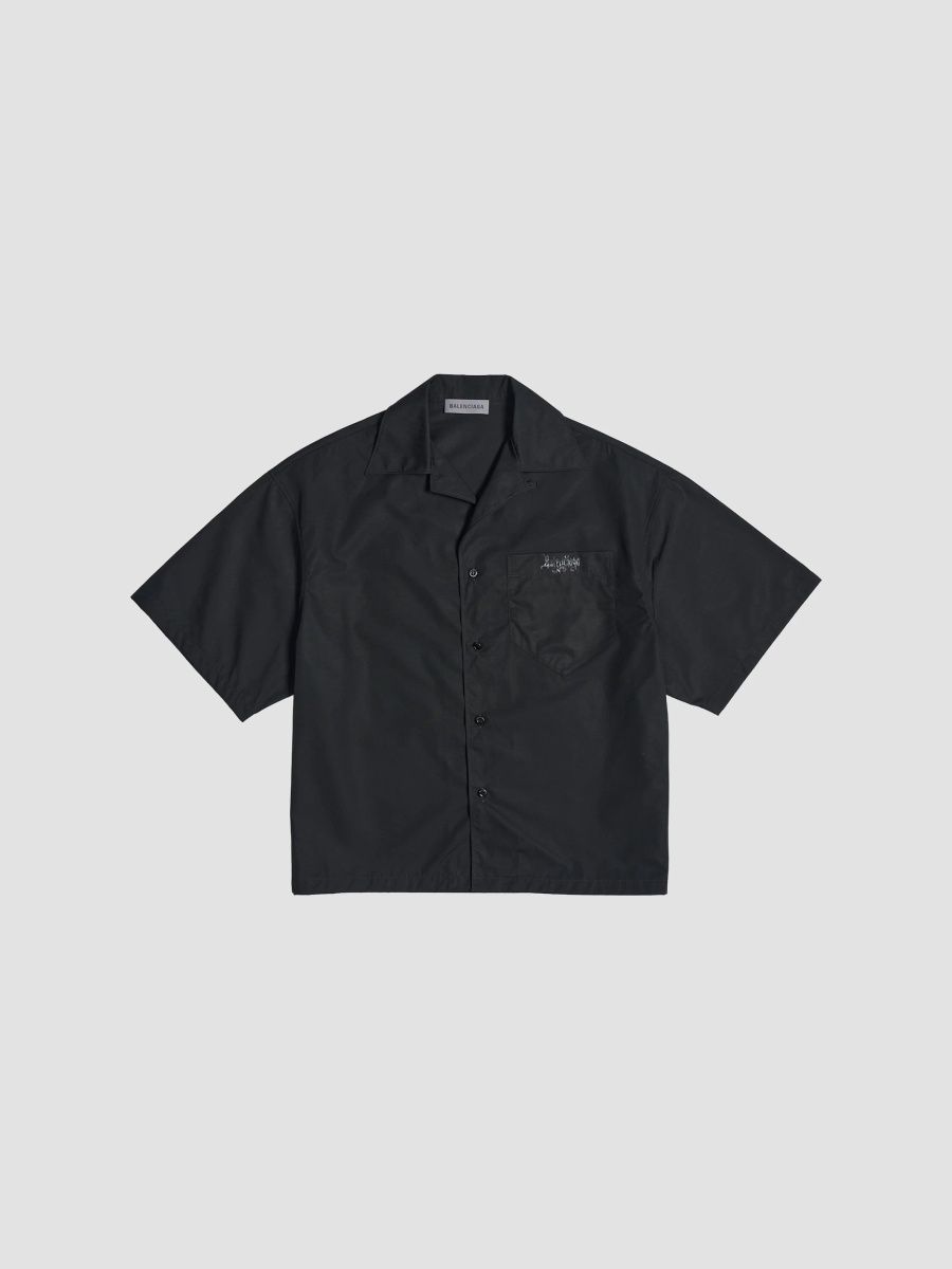 Balenciaga Men's Sketchy Bowling Short Sleeve Shirt - Black - Size 34