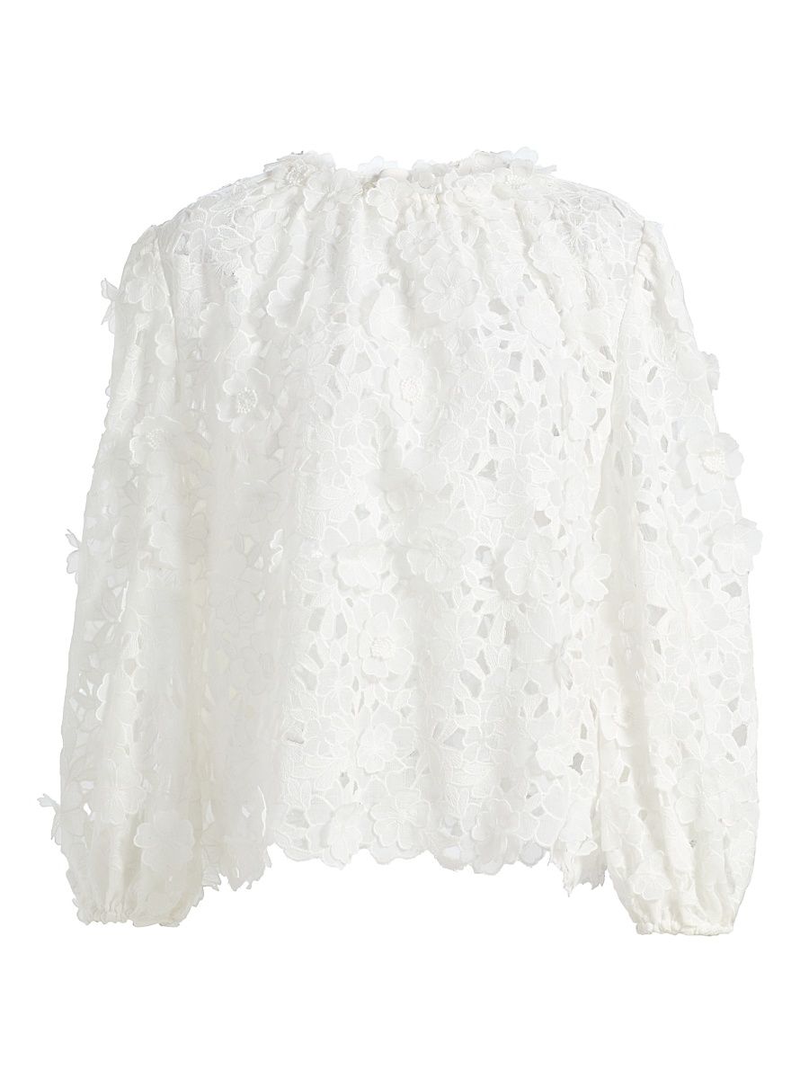 Women's Patience Floral Cotton Lace Blouse - Ivory - Size 8