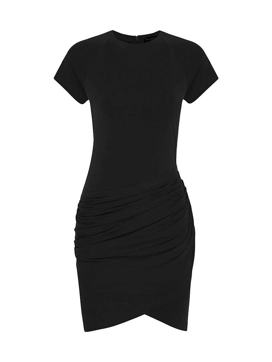 Women's Sandwashed Jersey Wrap T-Shirt Minidress - Black - Size XXXXXL