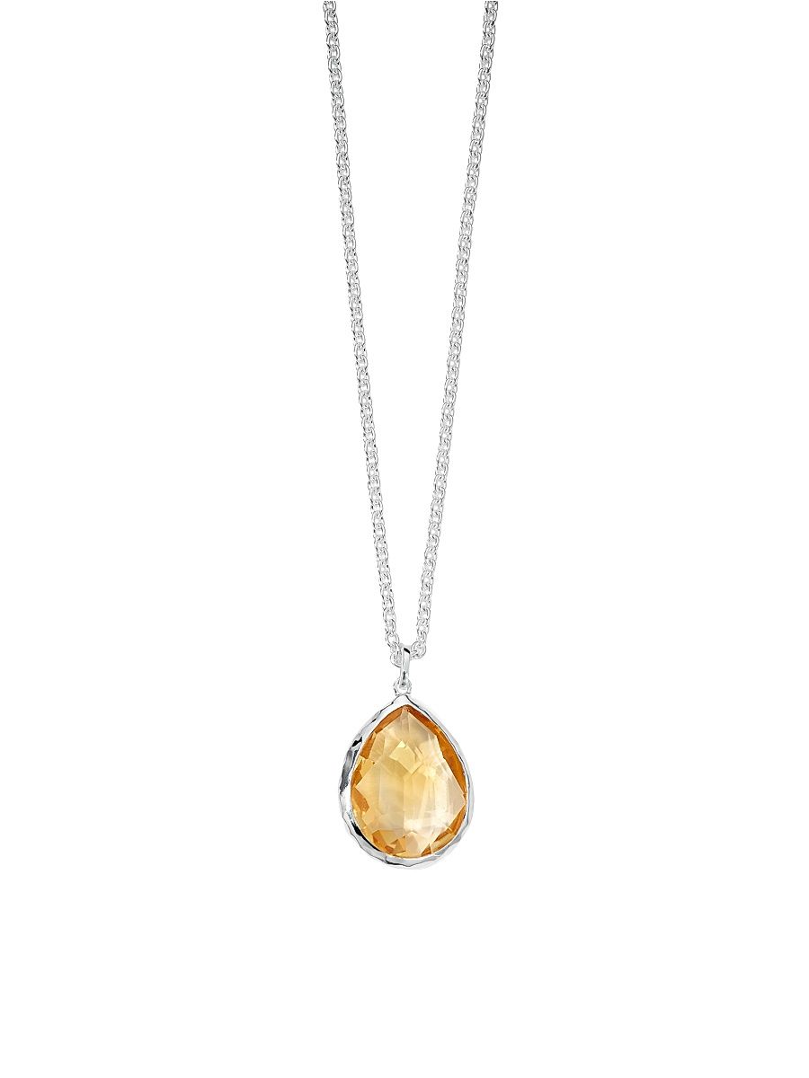 Women's Rock Candy Sterling Silver & Orange Citrine Teardrop Pendant Necklace - Sedona