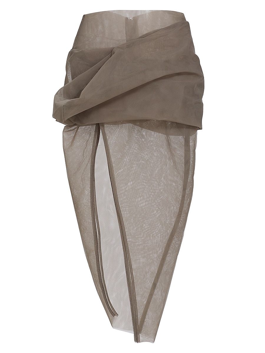 Women's Draped Sheer Midi-Skirt - Dust - Size 8