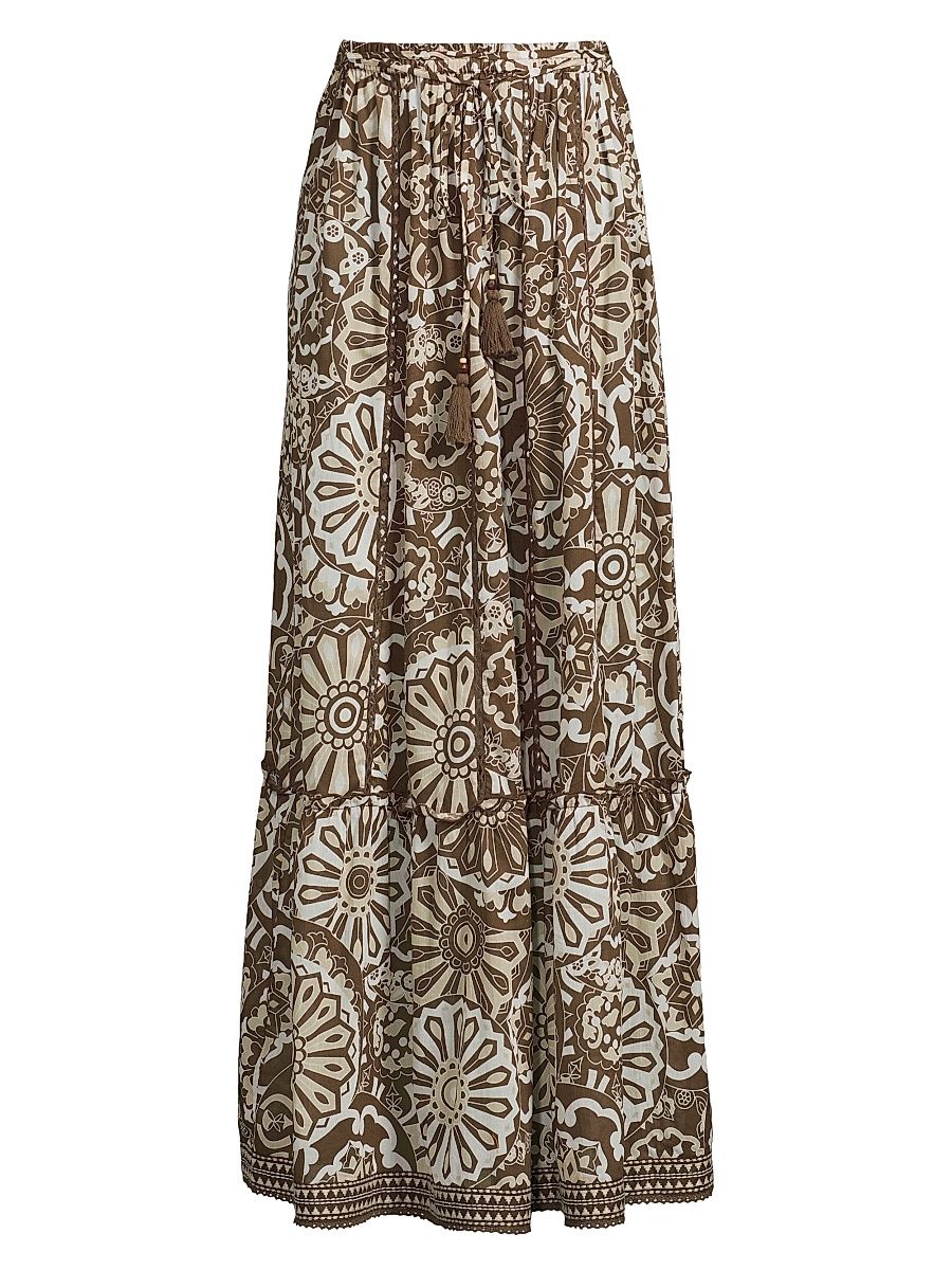 Women's Ariella Floral Cover-Up Maxi Skirt - Beach Brown Combo - Size XL