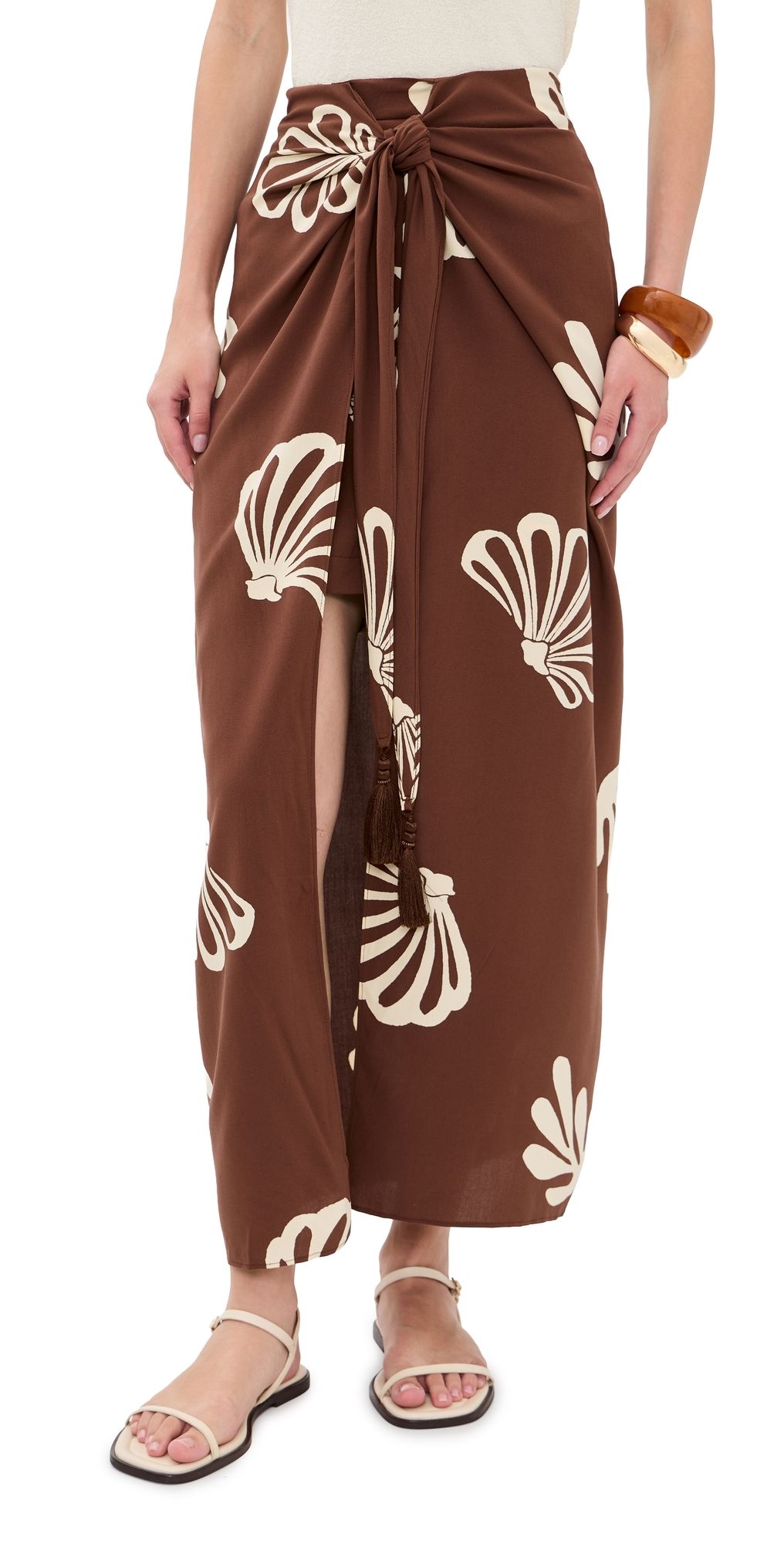 Dress To Brown Maritime Front Knot Maxi Skirt Brown Maritime XL