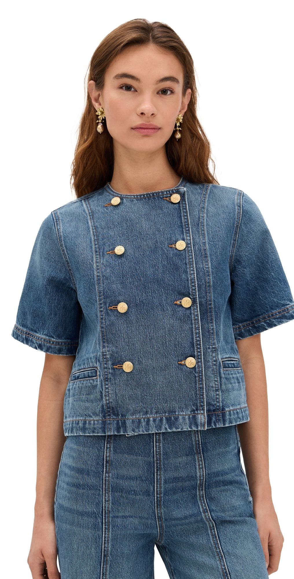 Ulla Johnson The Serge Short Sleeve Jacket Danube XL