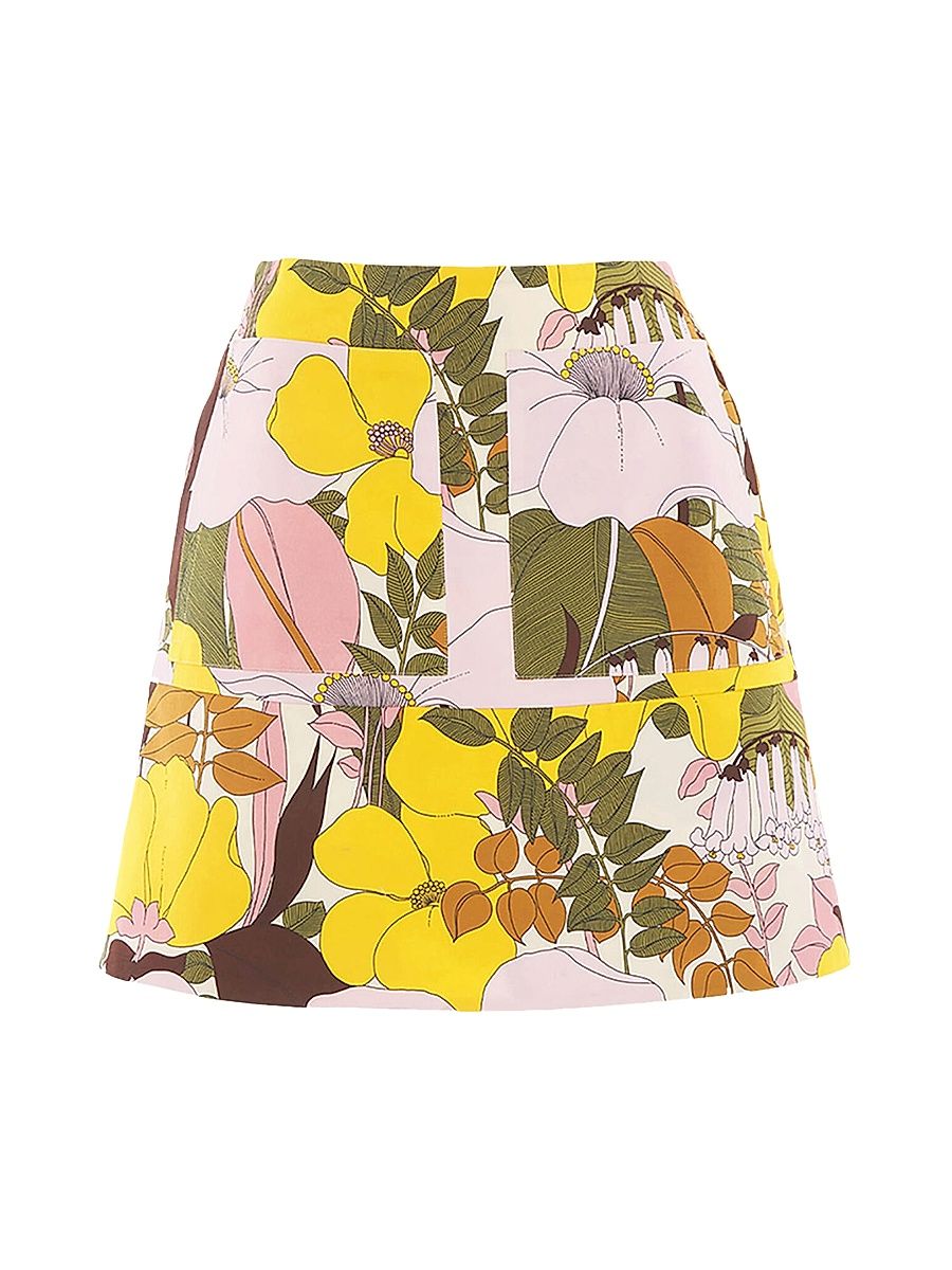 Women's Short Skirt - Big Flower Rose Pink - Size XS