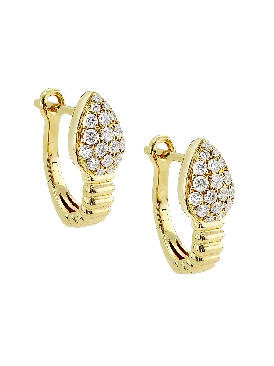 Women's 14K Yellow Gold & 0.52 TCW Diamond Hoop Earrings - Gold