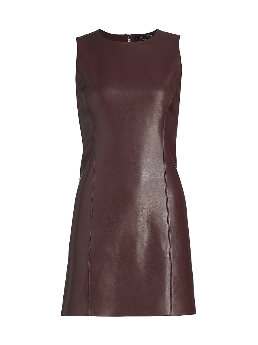 Women's Lena Vegan Leather Minidress - Dark Chocolate - Size 14