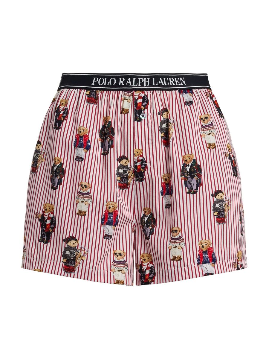 Polo Ralph Lauren Women's Iconic Bear Boxer Shorts - Bear Red - Size Large