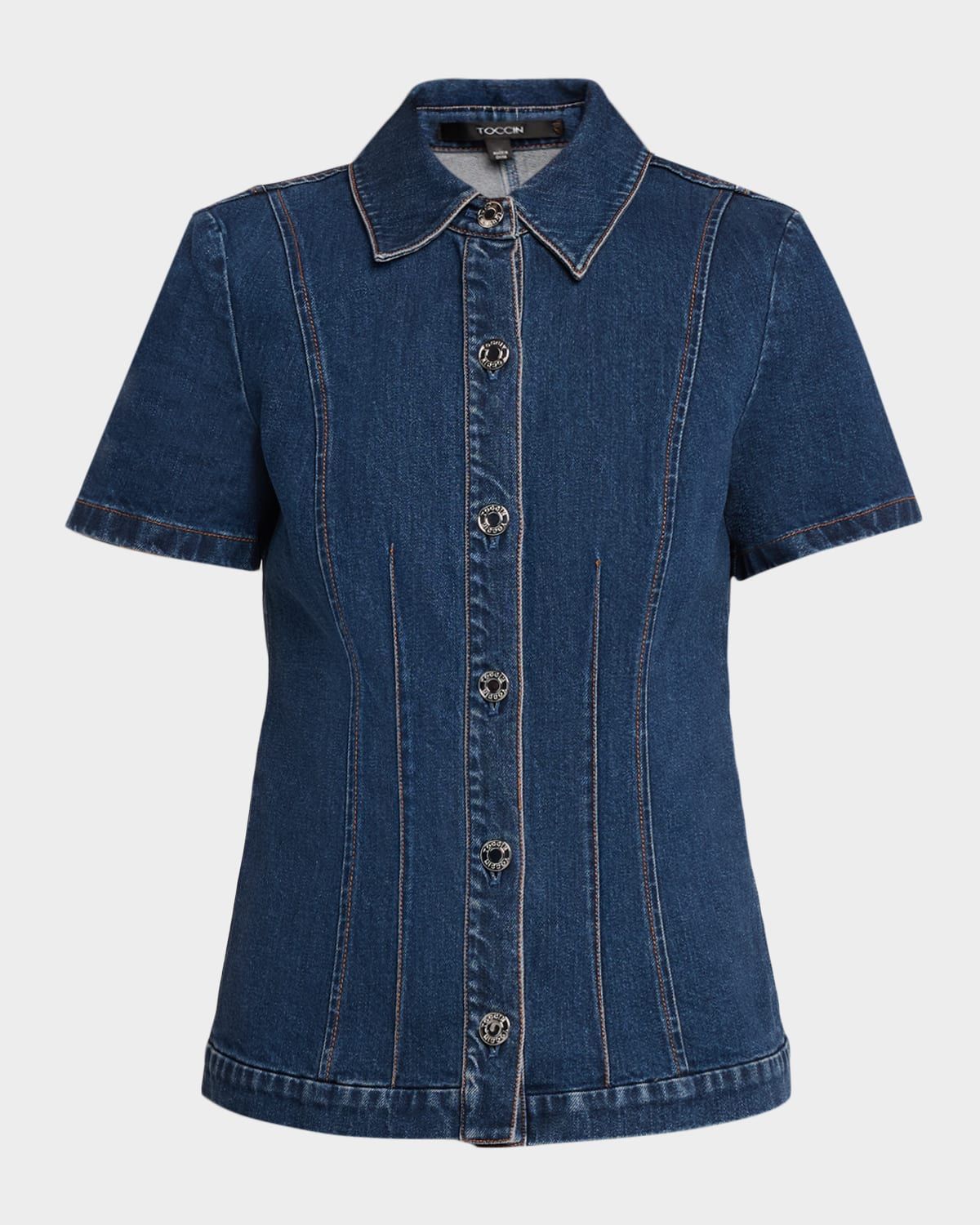 Halle Denim Short-Sleeve Top