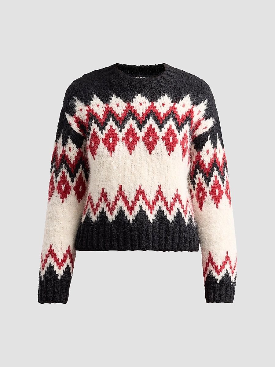 Veronica Beard Women's Jessalyn Fair Isle-Inspired Crewneck Sweater - Dove Multi - Size XL