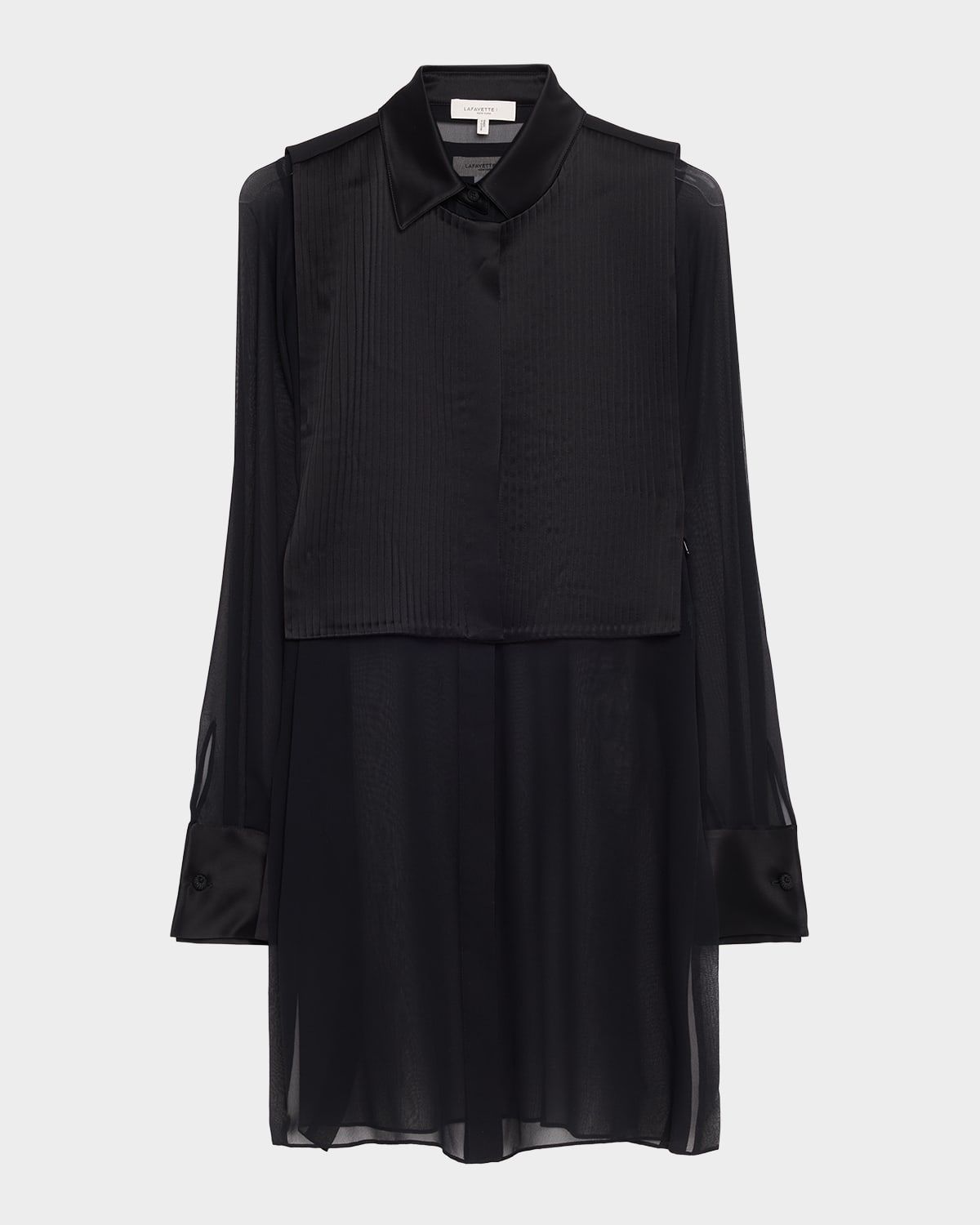 Sheer Silk Georgette Tunic & Pleated Vest Set