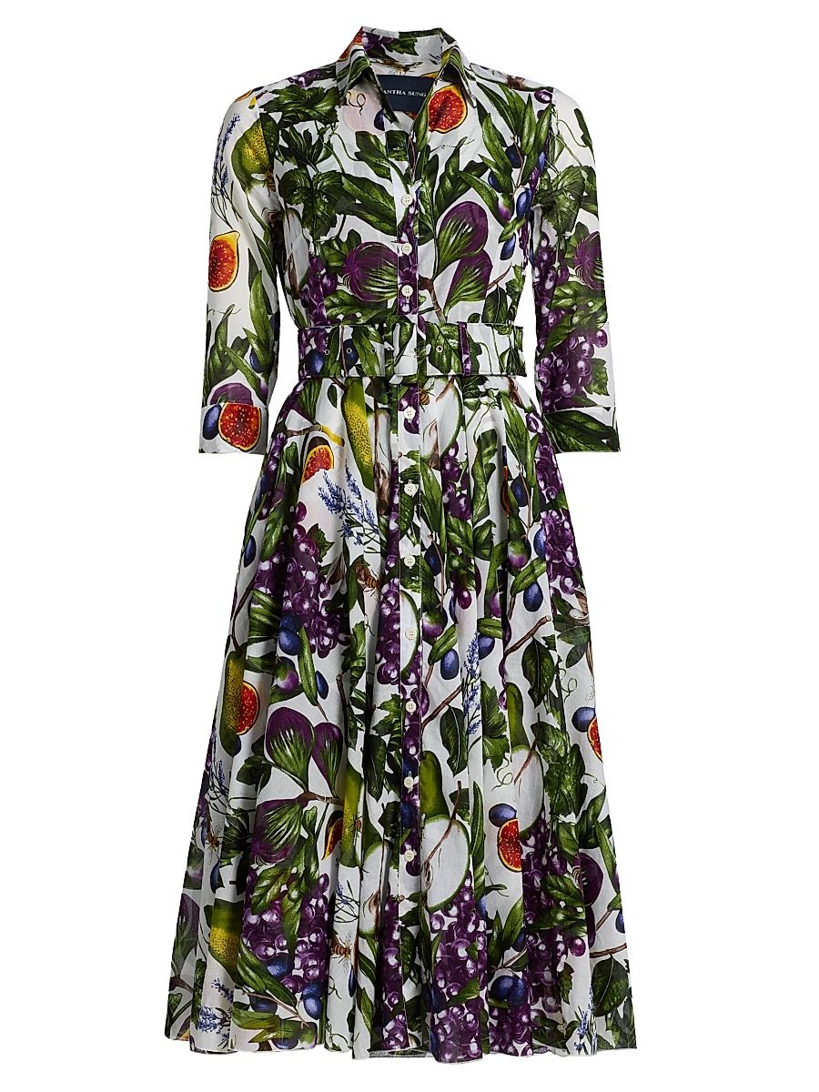 Women's Asher Fruit Farm Cotton Shirtdress - Fruit Farm White - Size 6