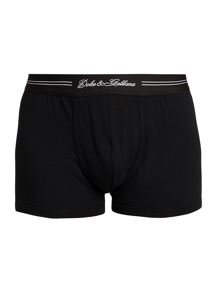 Men's Logo Cotton-Blend Boxer Briefs - Nero - Size Small