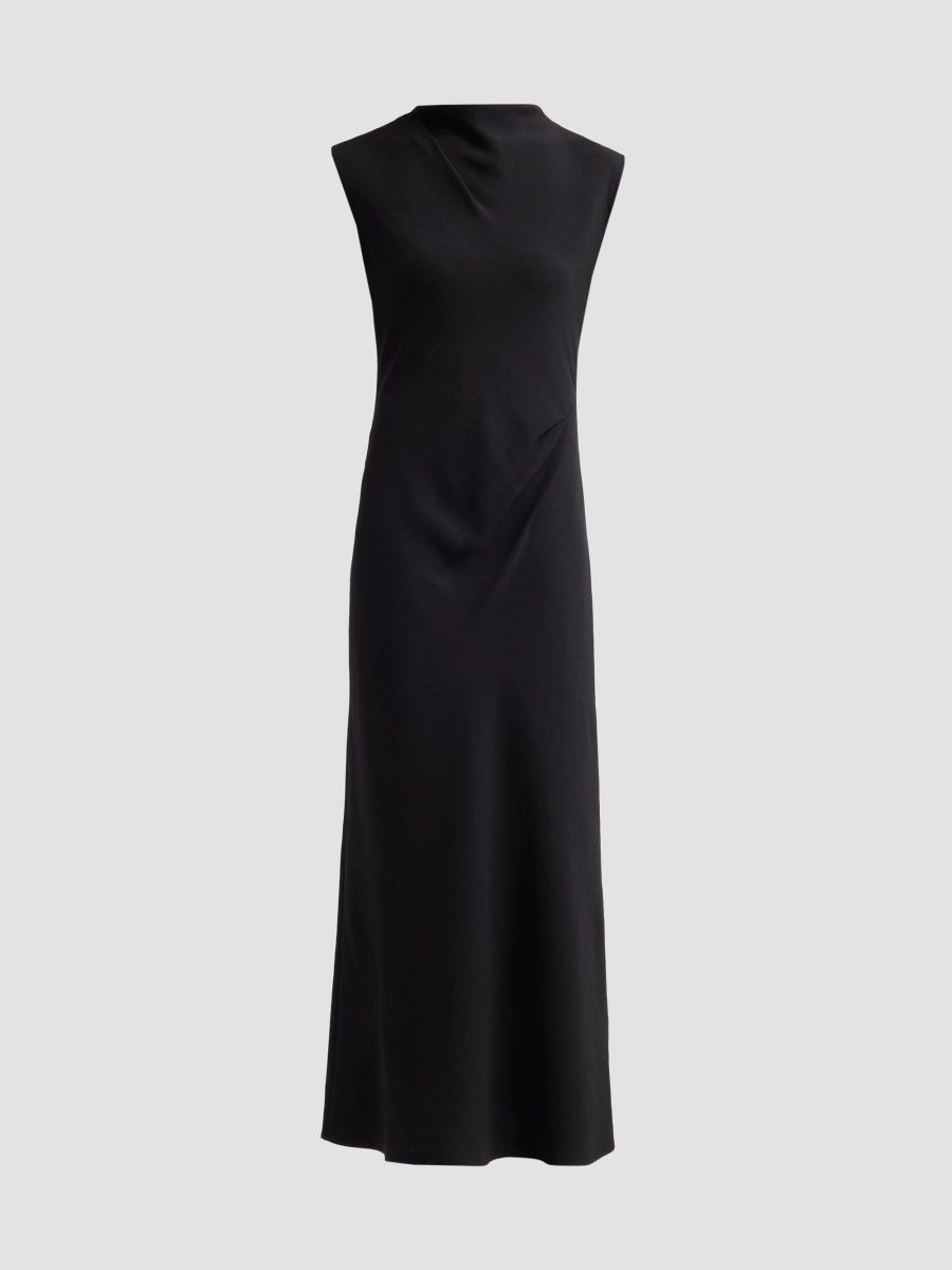Vince Women's Draped Mock Turtleneck Maxi Dress - Black - Size 0
