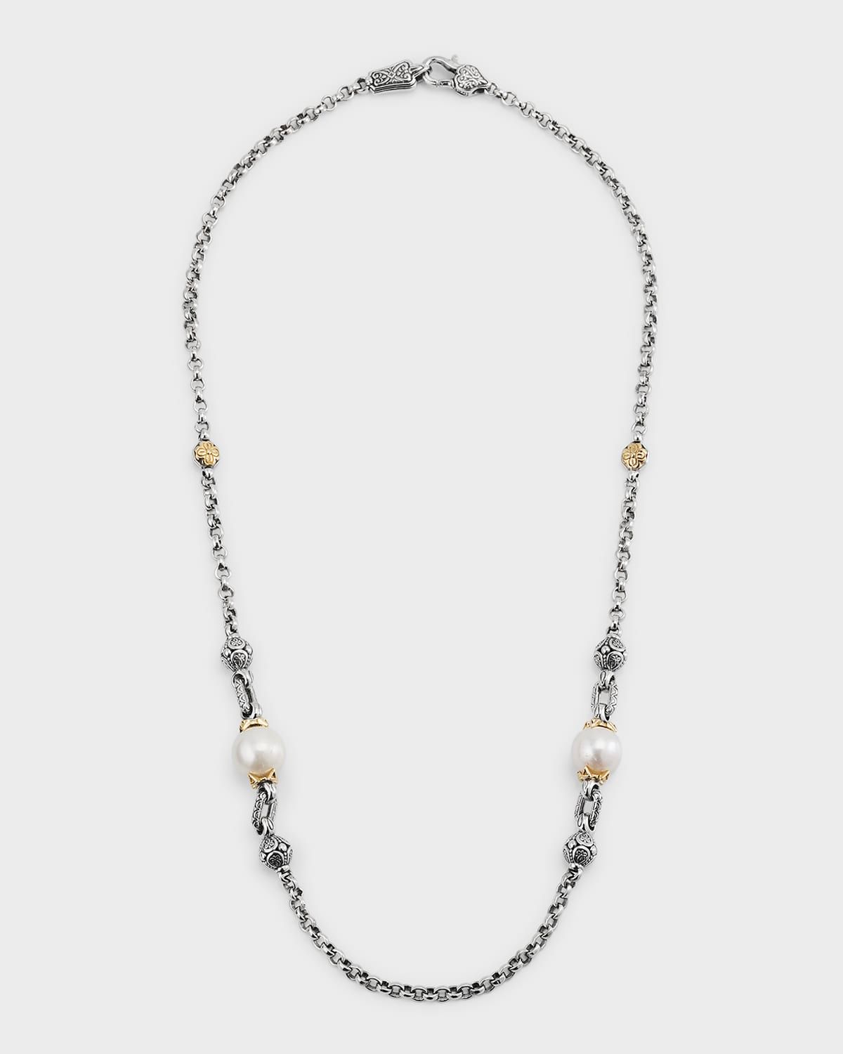 Sterling Silver and 18K Gold Pearl Necklace